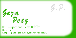 geza petz business card